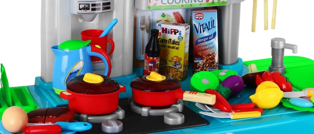 Detská kuchynka 3+ interaktívne horáky + vodovodný kohútik + audio panel + príslušenstvo