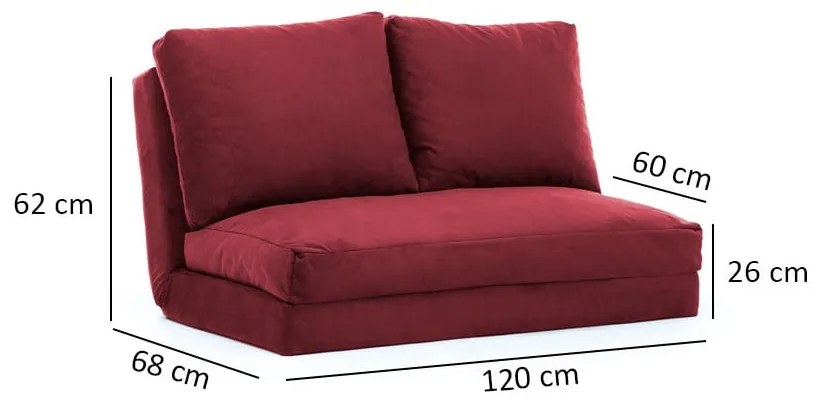 Vínová rozkladacia pohovka 120 cm Taida – Balcab Home