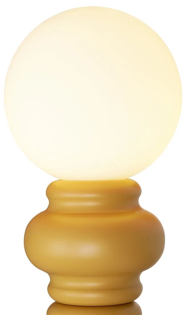 Retro stojacia lampa horčicovo žltá s matným sklom - Fedde
