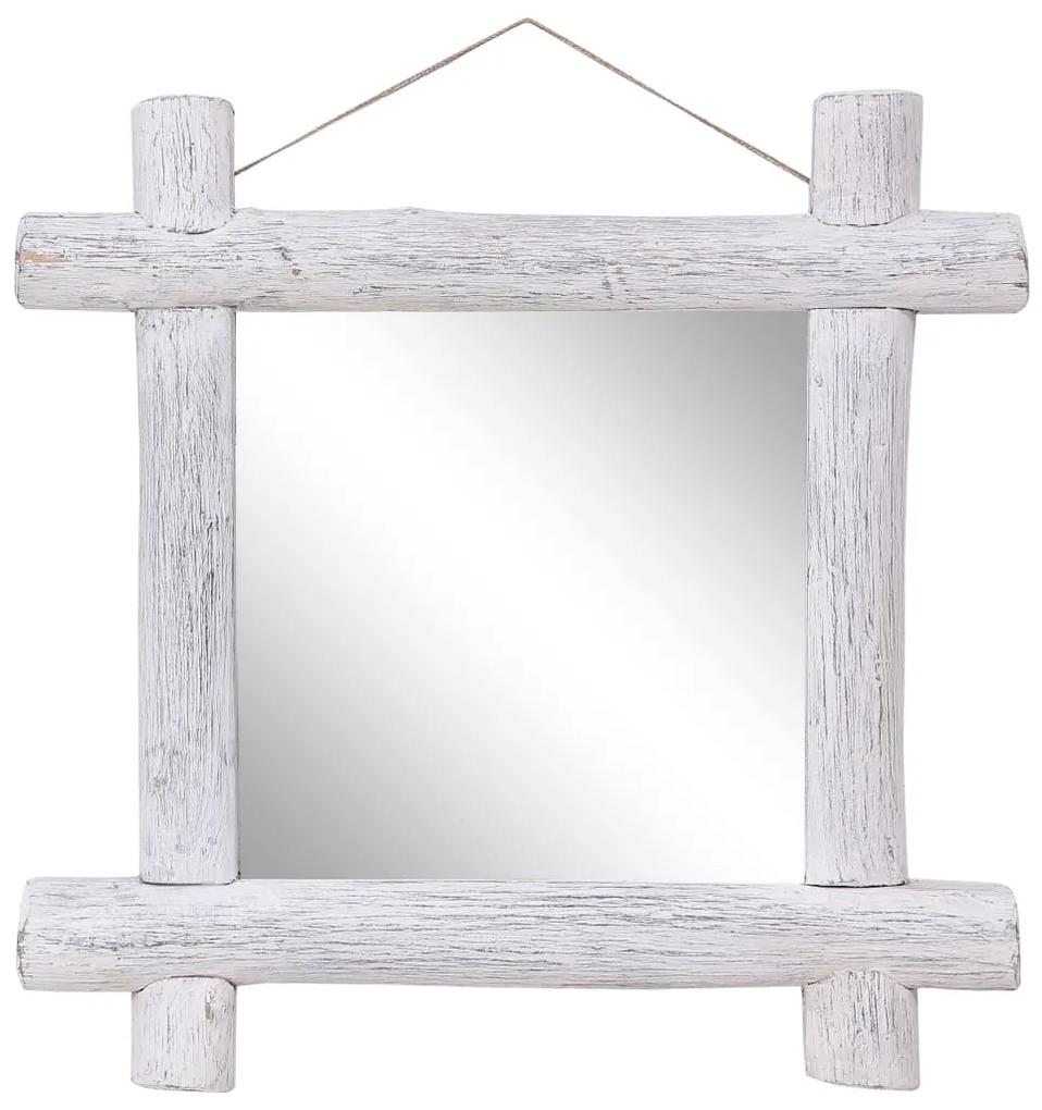 vidaXL Zrkadlo z polienok, biele 70x70 cm, recyklovaný masív