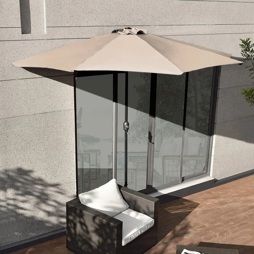 Polkruhový záhradný slnečník Liver 270 cm béžový