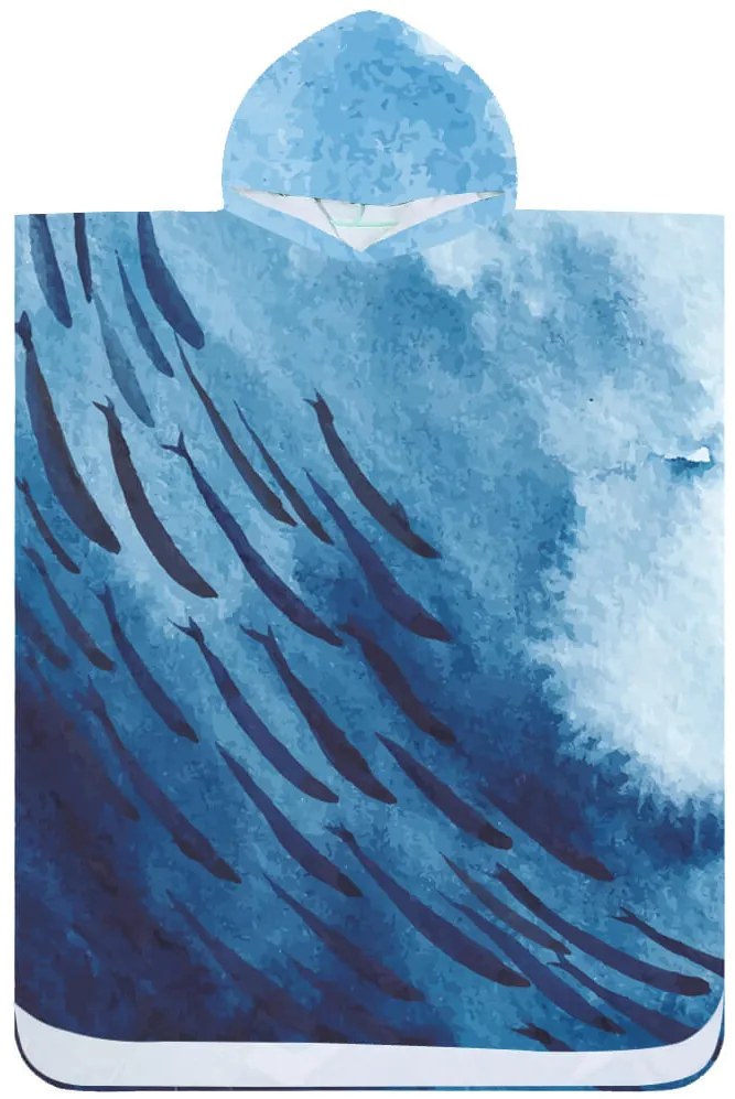 Plážové pončo WHALES modré 80x145 cm