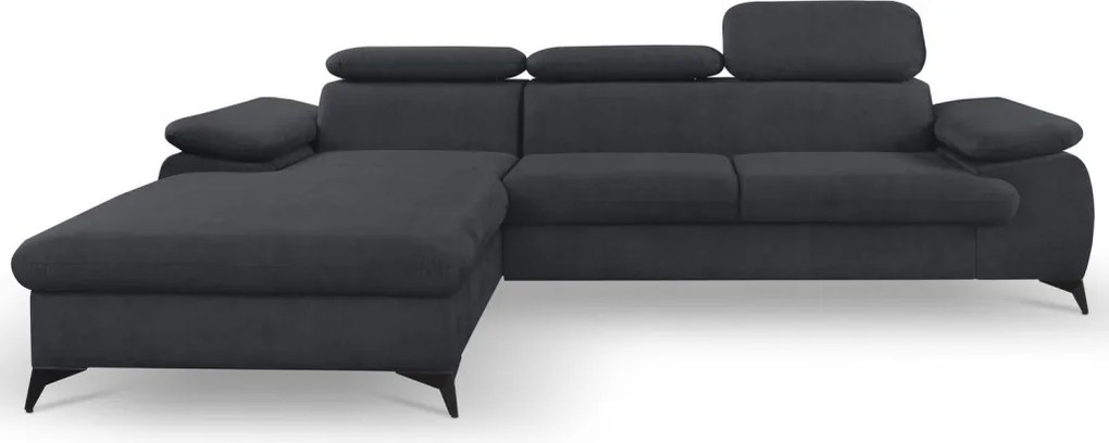 Rohová sedacia súprava Scala, antracitová šedá látka, ľavý roh
