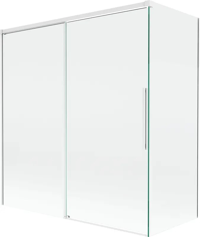 Mexen Rox, 2-krídlová posuvná vaňová zástena 150 + 70 x 150 cm, 8mm číre sklo, biely profil, 8C9-150-070-20-00