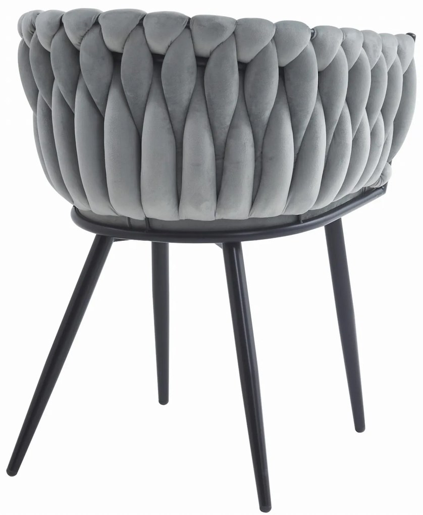 Svetlo sivé jedálenské kreslo ORION VELVET s čiernymi nohami