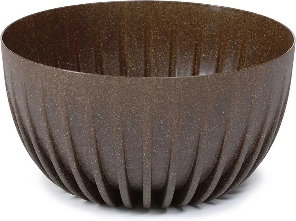 PLASTOVÝ KVETINÁČ STRIPPED ECO SADA 2KS 16X30 CM+15X24 CM TMAVOHNEDÁ