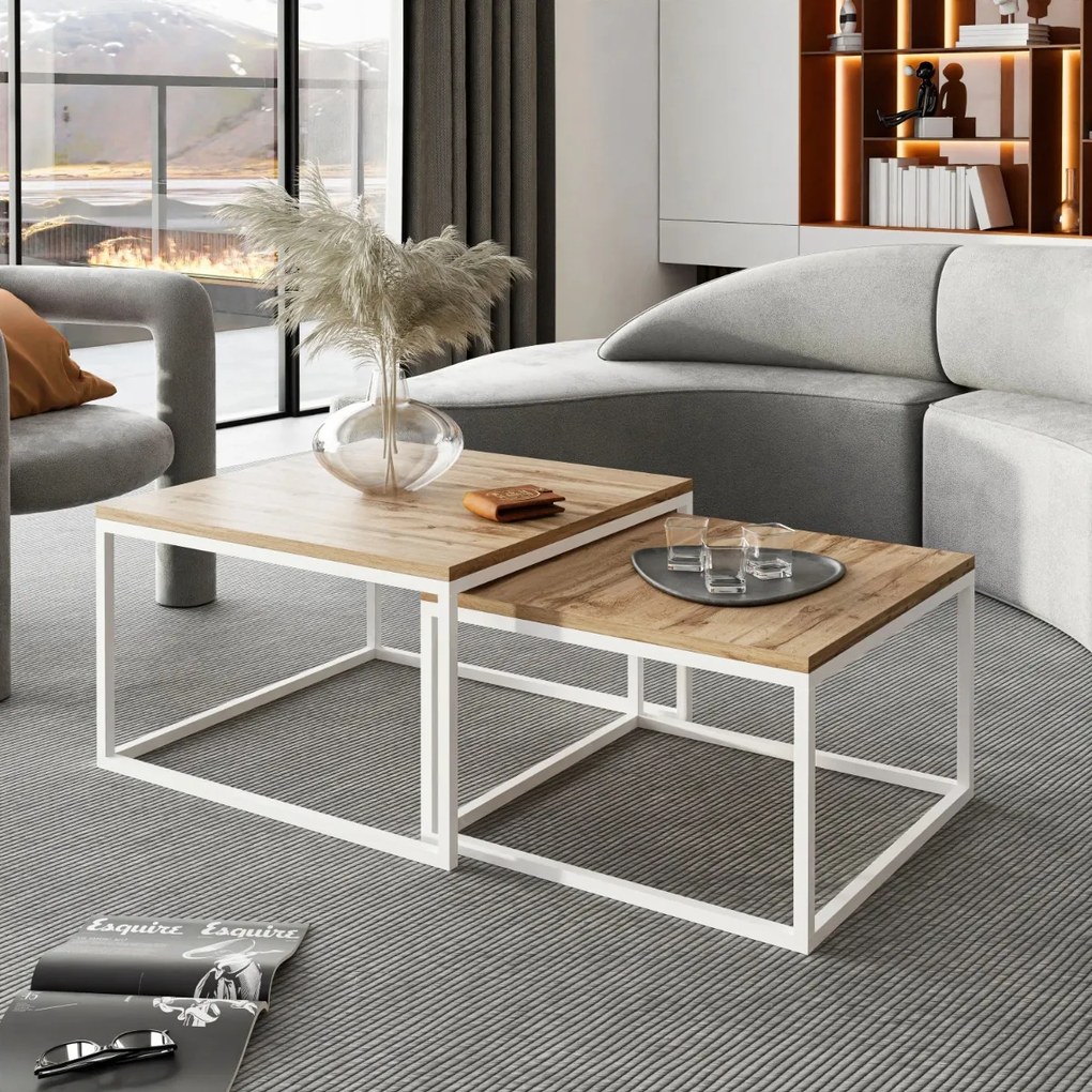 KONFERENČNÝ STOLÍK BELLA SLIM DUB WOTAN / BIELY