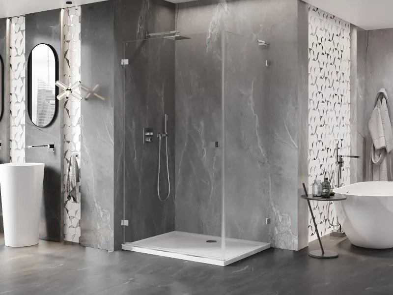 Mexen Lunar-B L, 1-krídlový sprchový kút, ľavý, 100 x 90 cm, 8mm číre sklo, chrómový profil, 832L-100-090-01-00-L