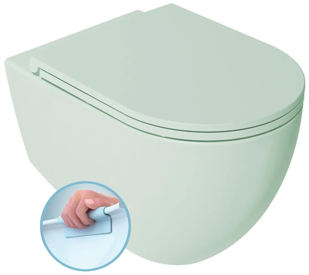 Isvea Isvea, INFINITY závesná WC misa, Rimless, 36,5x53cm, zelena mint, 10NF02004-2T