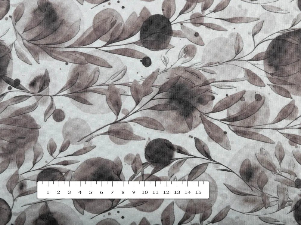 Biante Dekoračný obdĺžnikový obrus Rongo RGP-504 Hnedé popínavé lístky na bielom 140x200 cm