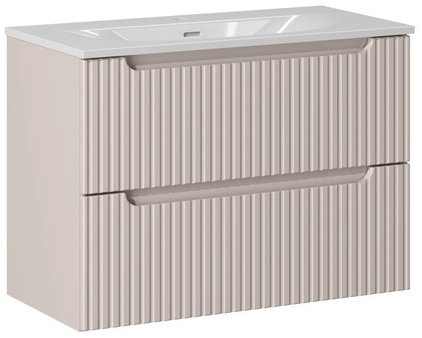 Závesná skrinka Nova Cashmere Sky3 so zápustným umývadlom 80 cm biela/kašmírová