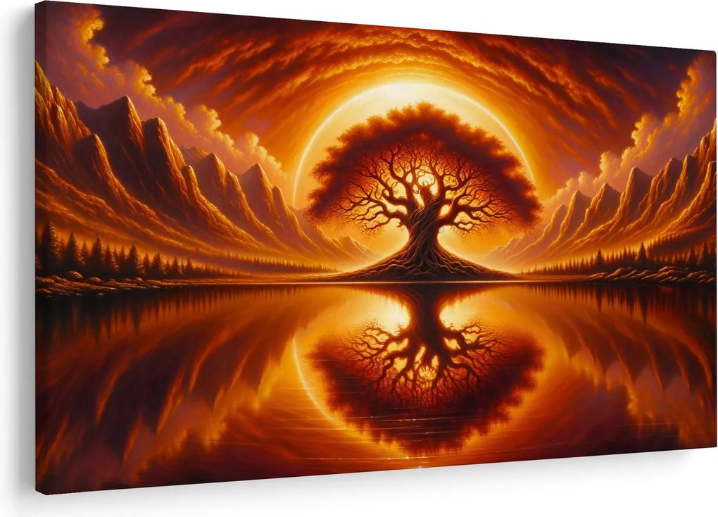 Obraz – Strom v krvavom slnku (90x60 cm)