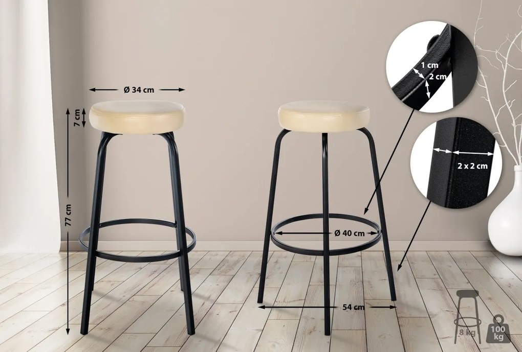 Barová stolička Kamari koženka - krémová