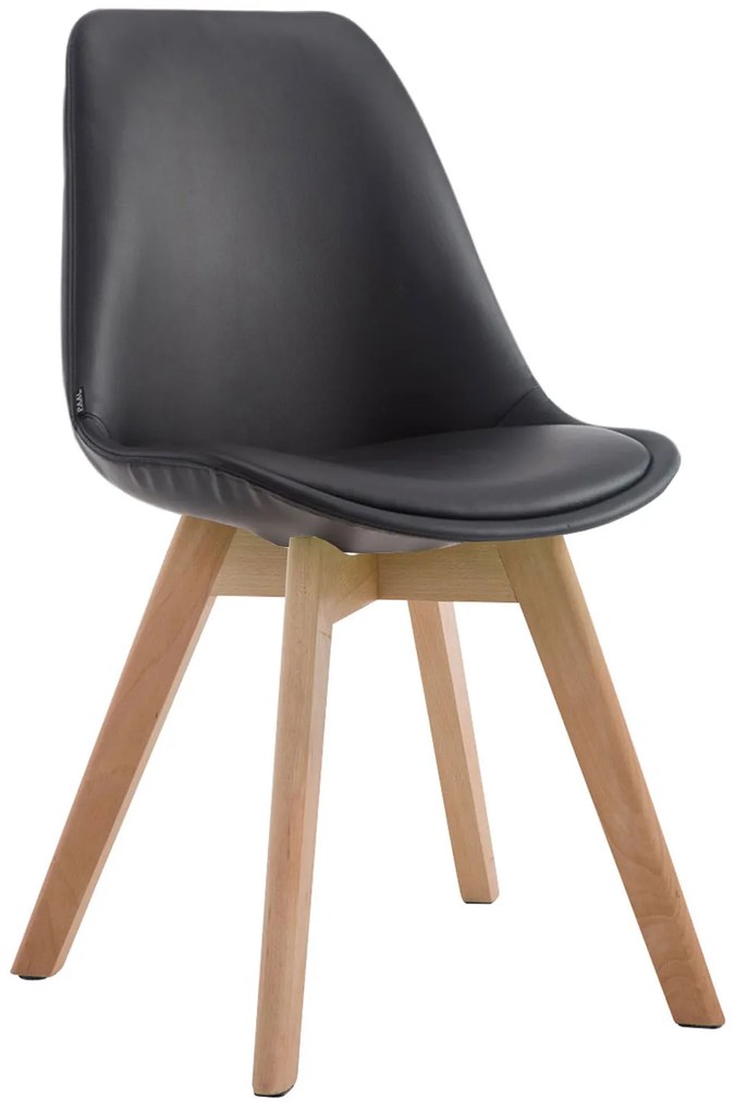 Stolička Manado - koženka, drevené nohy natura - Čierna