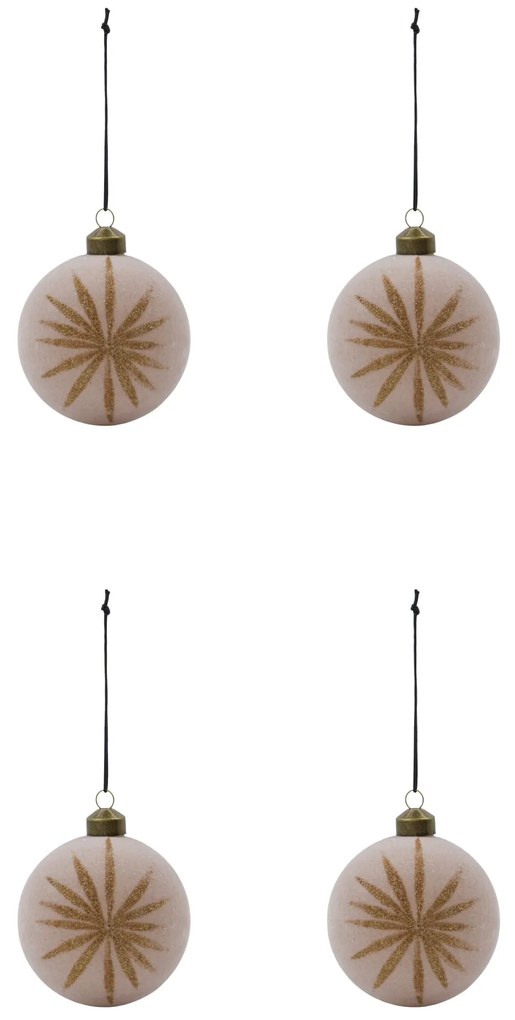 House Doctor Sklenené vianočné ozdoby Rose – set 4 ks
