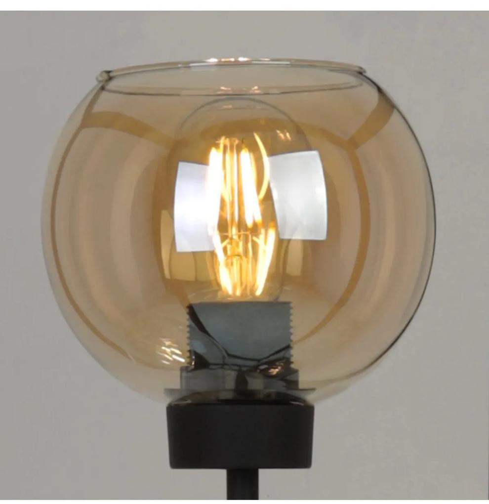 Podlahová lampa HAGA CAGE, 3x grafitové sklenené tienidlo v kovovom ráme (mix 3 farieb)