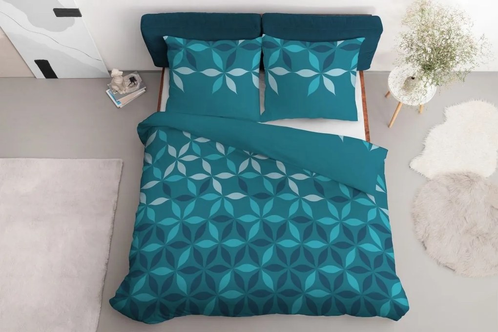 Bavlnená posteľná bielizeň s jemným tyrkysovým vzorom