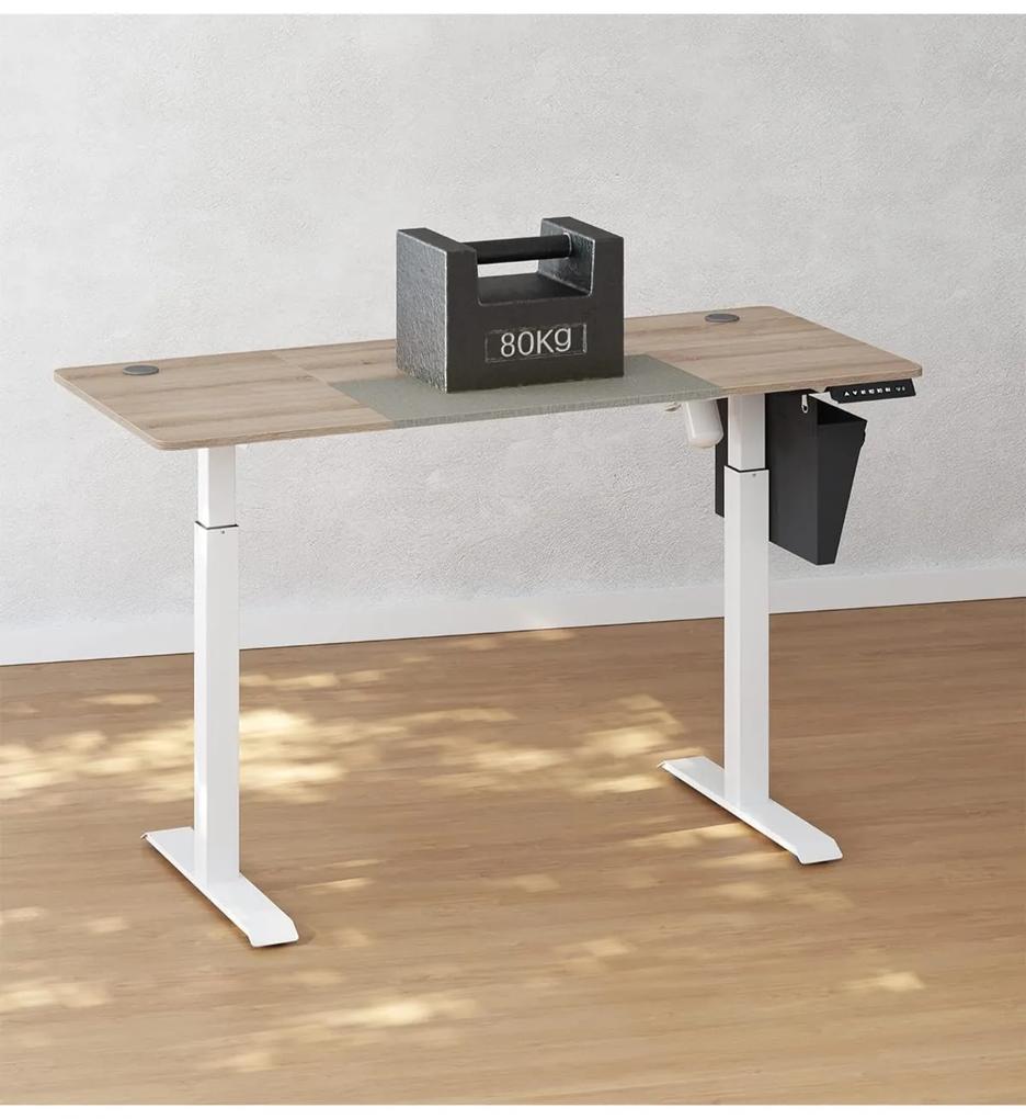 Elektricky nastavitelný psací stůl Redikt 140 cm bílý/hnědý