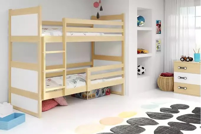 Poschodová posteľ RICO, prírodná/biela