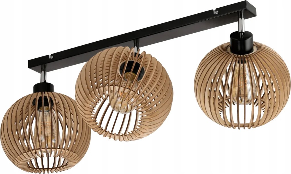 Stropné svietidlo LED luster nastaviteľný drevený 3xe27