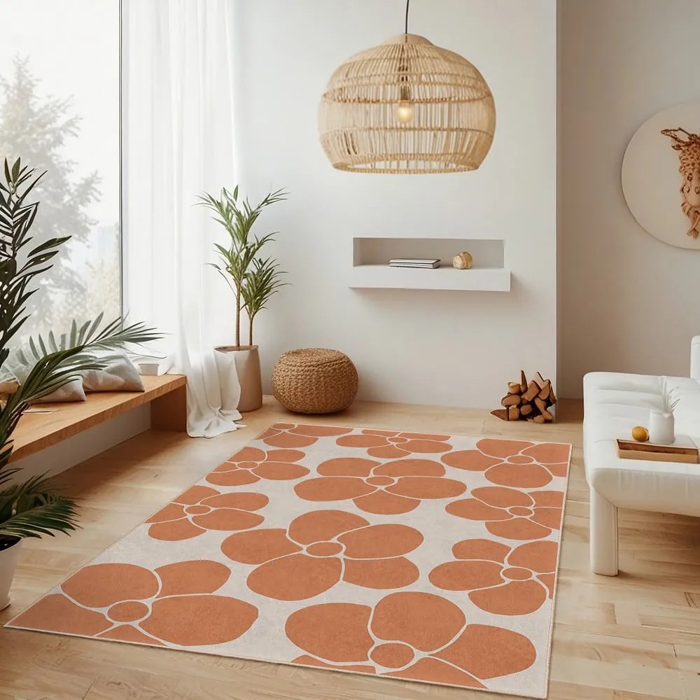 Oranžový prateľný behúň 80x200 cm Orange Meadow – Mila Home