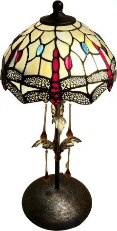 Lampa Tiffany VÁŽKA JANTAR Murano Drops Iron Base 56*25