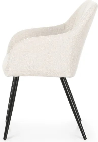 Sada štyroch jedálenských stoličiek LUXANO Lumos zamatové, krémové / čierne nohy (4 ks)
