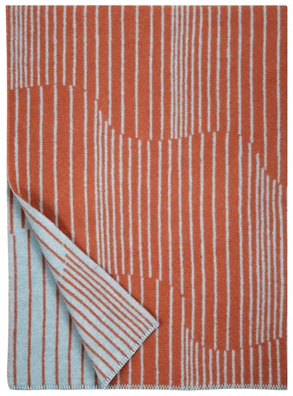 Vlnená deka Aurora 130x180, škoricovo-prírodne farbená modrá / Finnsheep