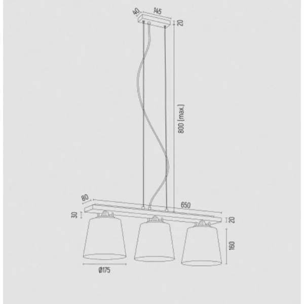 Argon 6250 - Luster na lanku ARDEN 3xE27/15W/230V zlatá