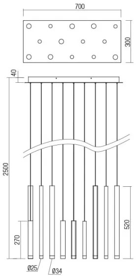 Redo 01-2056 - LED Luster na lanku MADISON 14xLED/4W/230V čierna