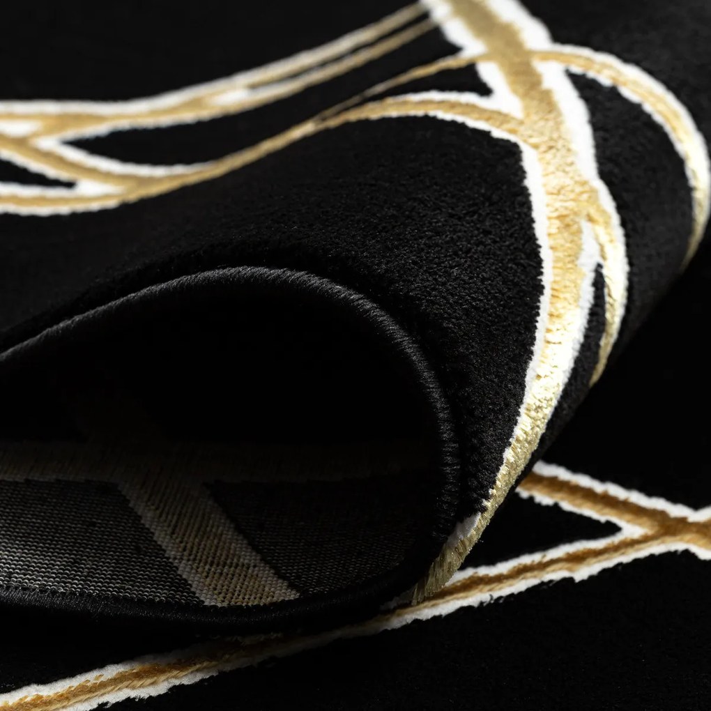 Dywany Łuszczów, Kusový koberec Allure 1964 black/gold, 140x190, čierna, kancelária