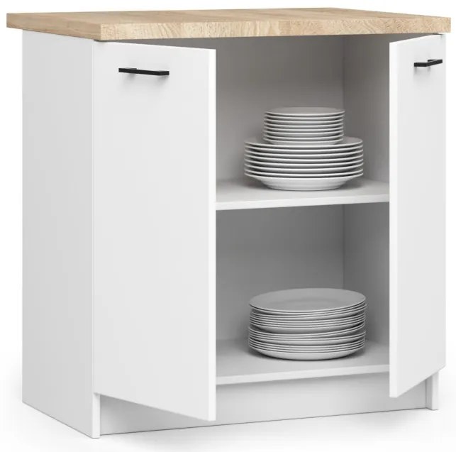 Spodná kuchynská skrinka s doskou OLIWIA S80 2D biela