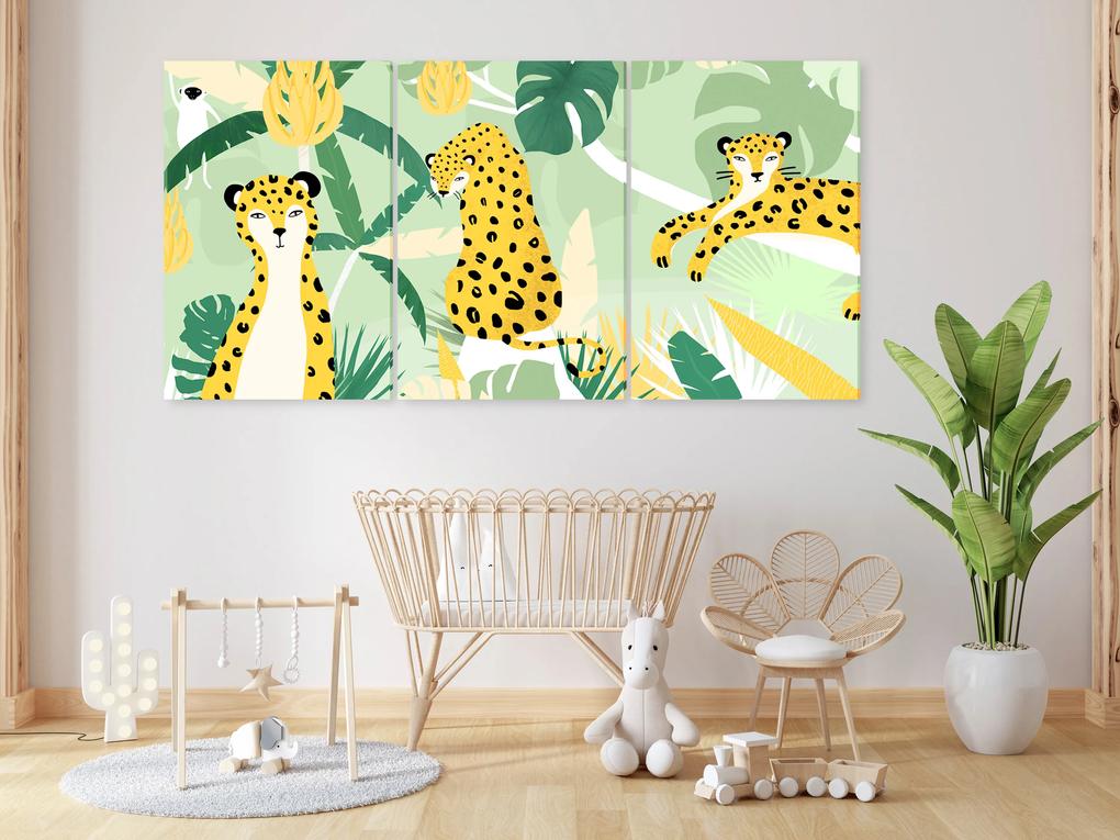 Artgeist Obraz - Cheetahs in the Jungle (3 Parts) Veľkosť: 120x60, Verzia: Na talianskom plátne