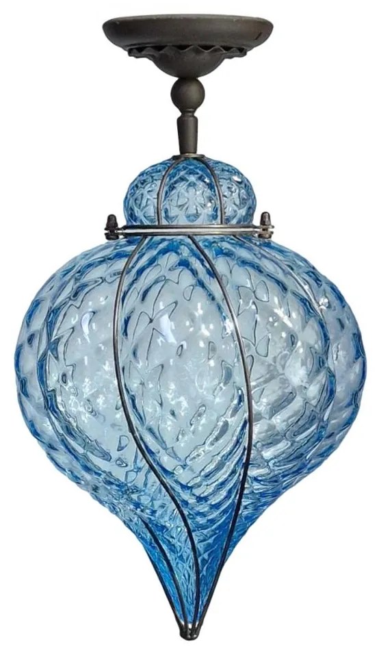SIRU - Prisadený luster GOCCIA 1xE27/60W/230V pr. 25 cm modrá/hnedá benátske sklo