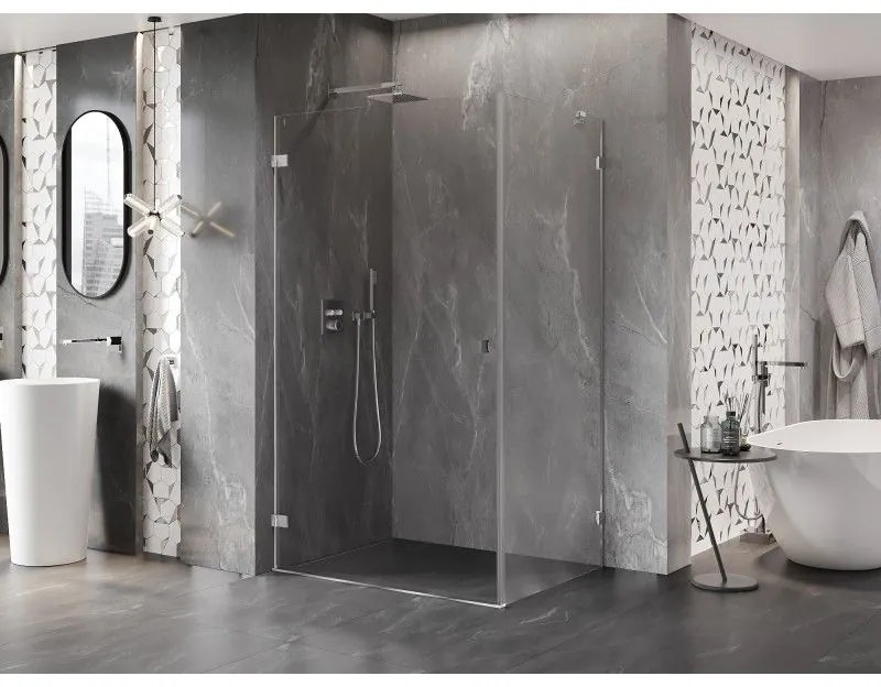 Mexen Lunar-B, výklopný sprchový kút ľavý 85 x 70 cm, 8mm číre sklo, chrómový profil, 832-085-070-01-00-L