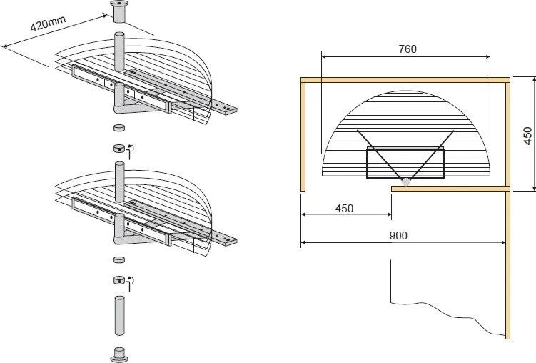 VIBO KARUSEL KCME760 1/2 kruh výsuvný sada