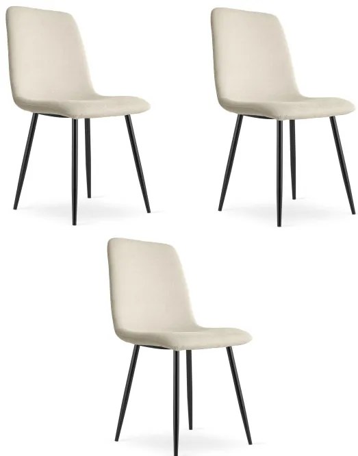 Set troch jedálenských stoličiek RIFT béžové / čierne nohy (3 ks)