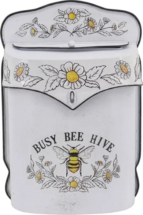 Krémová retro poštová schránka so včelou Busy Bee Hive - 24*10*35 cm