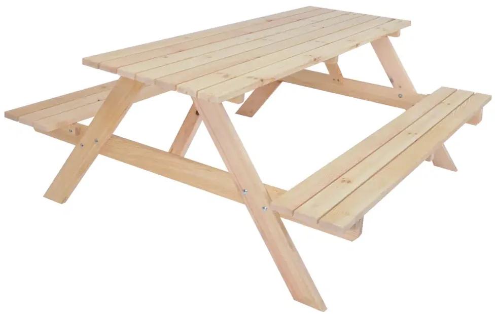 rojaplast PIKNIK drevený záhradný set so sklápacími lavičkami - 180 CM - prírodná