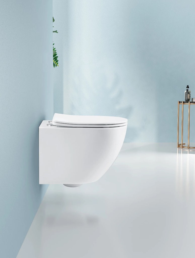 Cerano Verde, závesná WC misa Rimless 490x360x370 mm + UF toaletné sedátko, biela lesklá, CER-CER-417341
