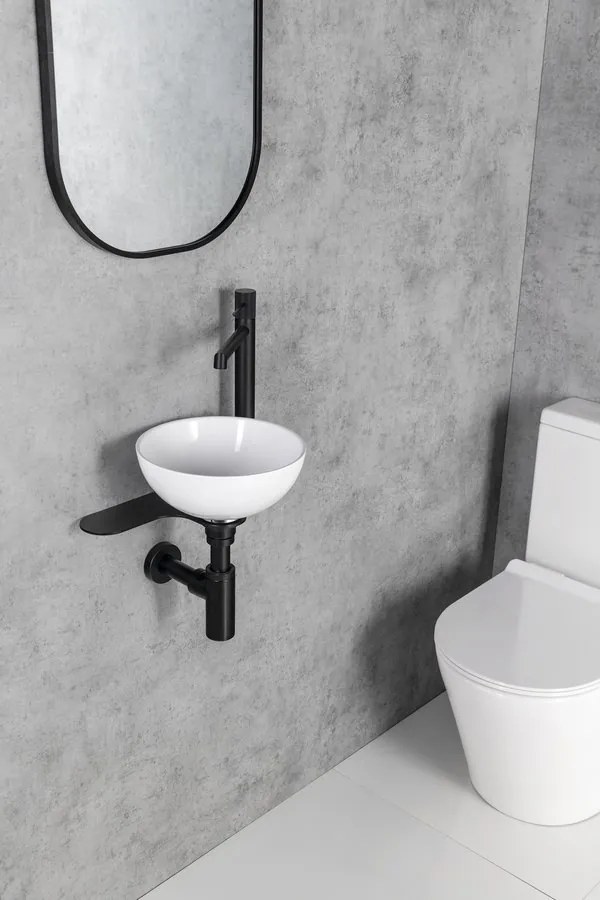 Sapho Sapho, TETRIS držiak s umývadlom na dosku, stojanová batéria vpravo, čierna mat, TZ427-01