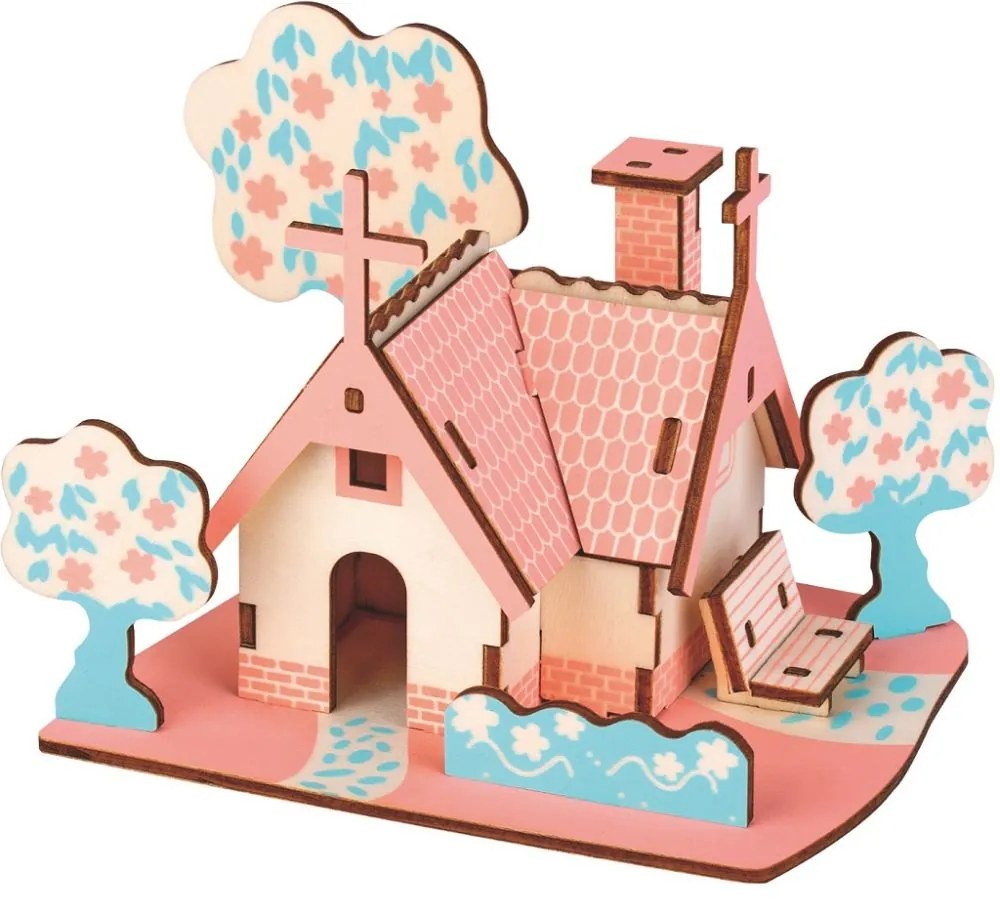 Woodcraft Drevené 3D puzzle Americká chata