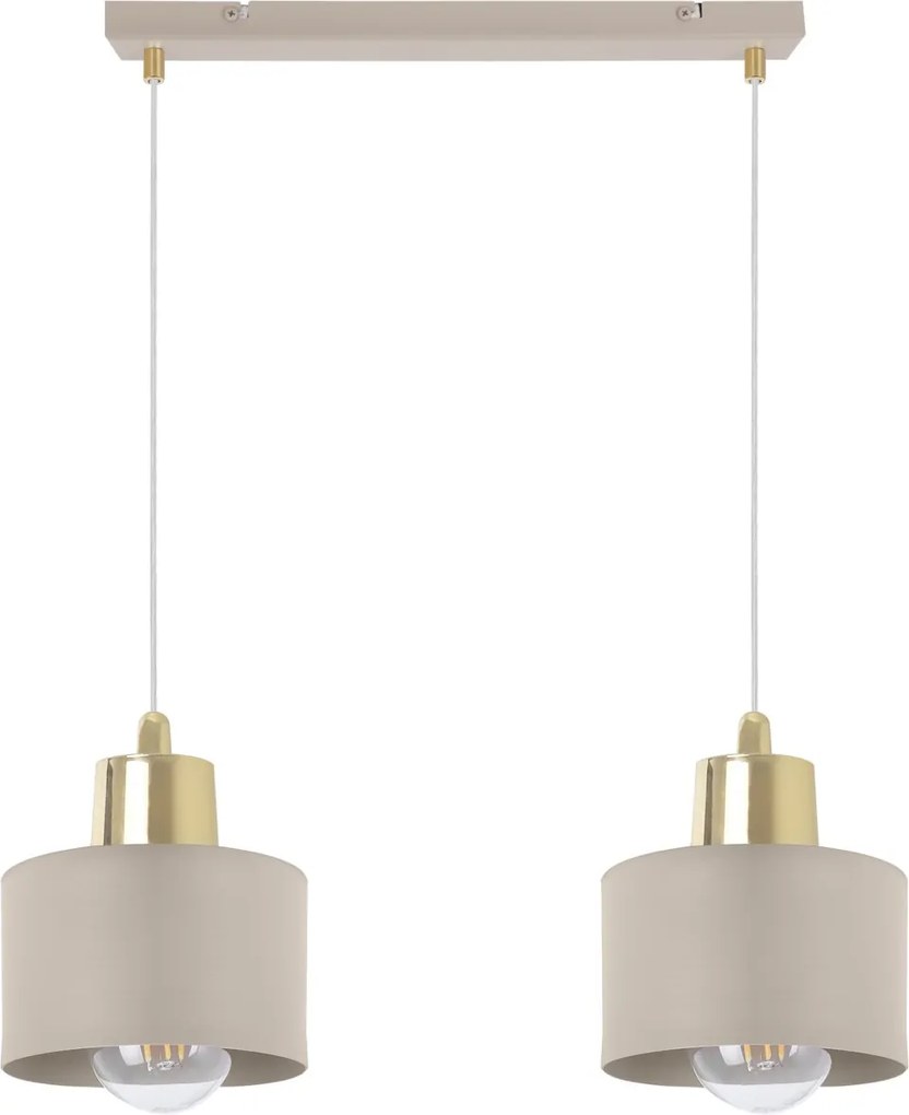 Závesné svietidlo Panta, 2x béžové kovové tienidlo, g