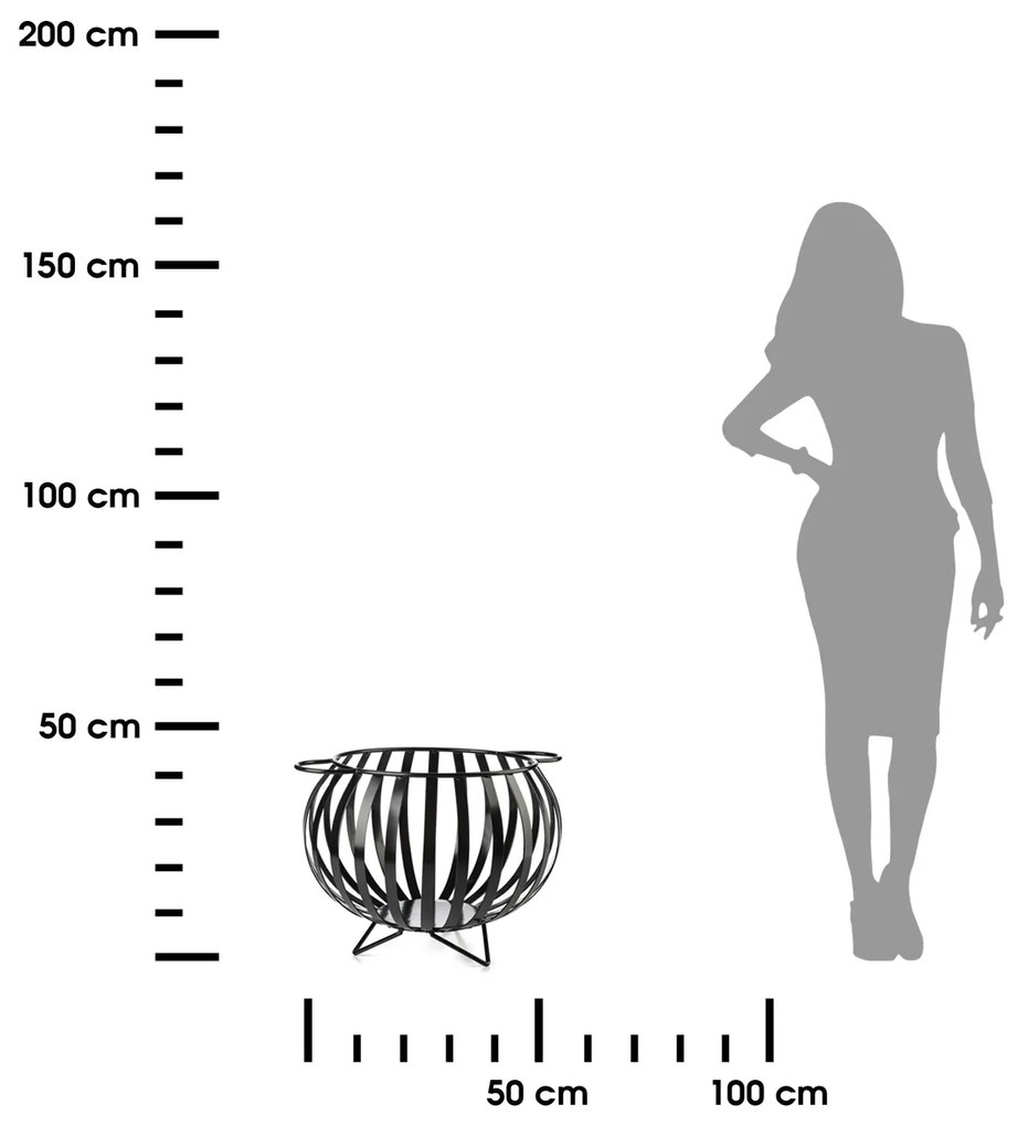 Kovový kôš na drevo Globe1, 46x35 cm, čierna