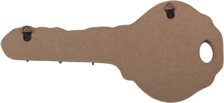 Hnedý drevený nástenný vešiak na kľúče v tvare kľúča - 30*4*14 cm