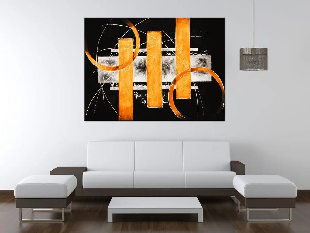 Gario Ručne maľovaný obraz Oranžové línie Rozmery: 120 x 80 cm
