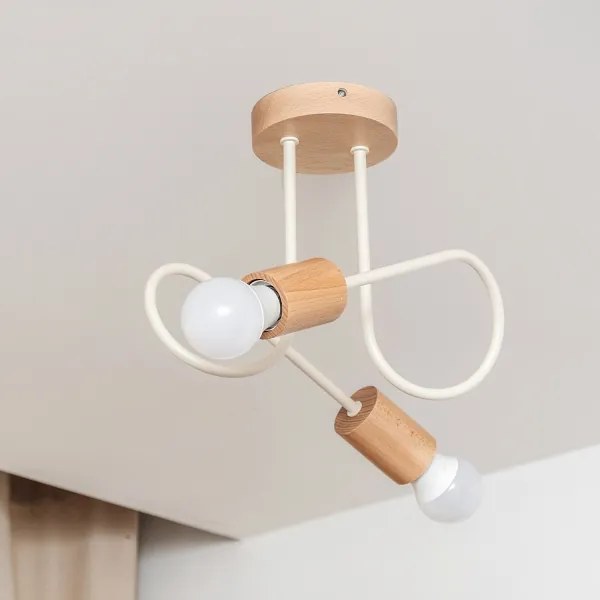 Prisadený luster OXFORD 2xE27/15W/230V borovica/krémová