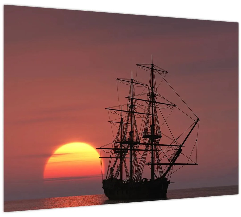 Sklenený obraz - Stredoveká loď (70x50 cm)
