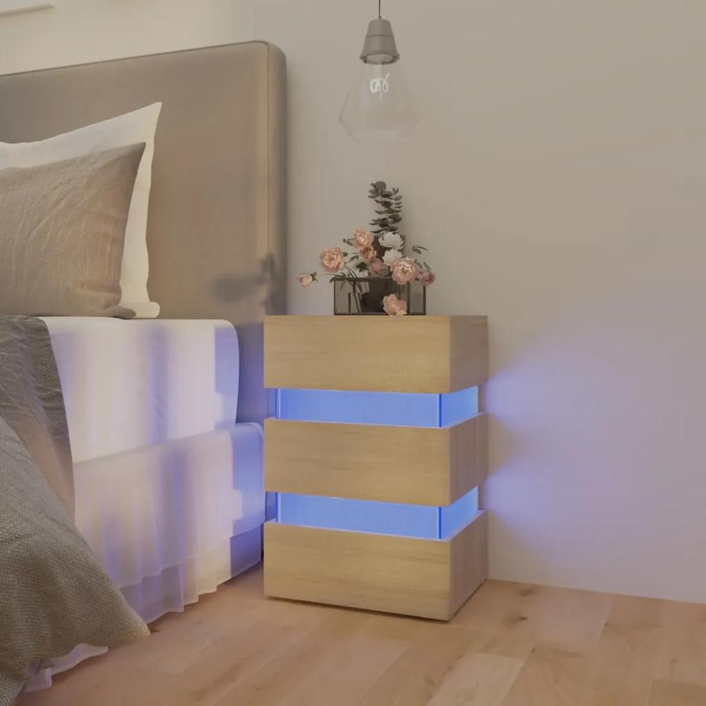 LED nočný stolík dub sonoma 45x35x67 cm drevotrieska