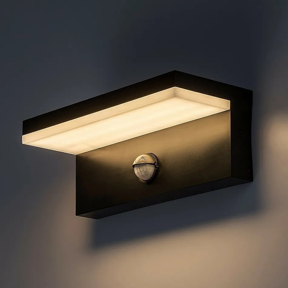 Rabalux 77115 vonkajšie nástenné LED svietidlo Zaragoza, so senzorom, 9W, IP54, čierna